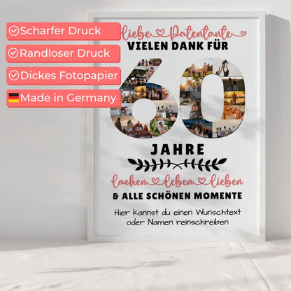 Personalisiertes Poster für Patentante zum 60 Geburtstag mit Fotos und Wunschtext 6