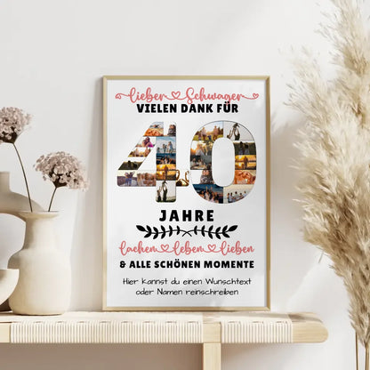 Personalisiertes Poster Schwager 40 Geburtstag Fotos Wunschtext Vielen Dank 4