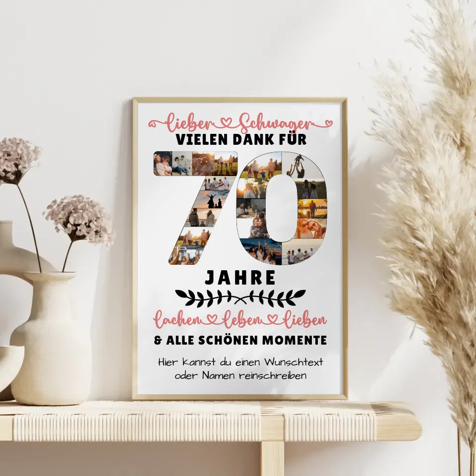 Personalisiertes Poster Schwager 70 Geburtstag Fotos Vielen Dank Wunschtext 4