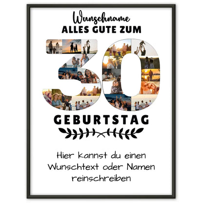 Personalisiertes Poster zum 30 Geburtstag mit Wunschname Wunschtext