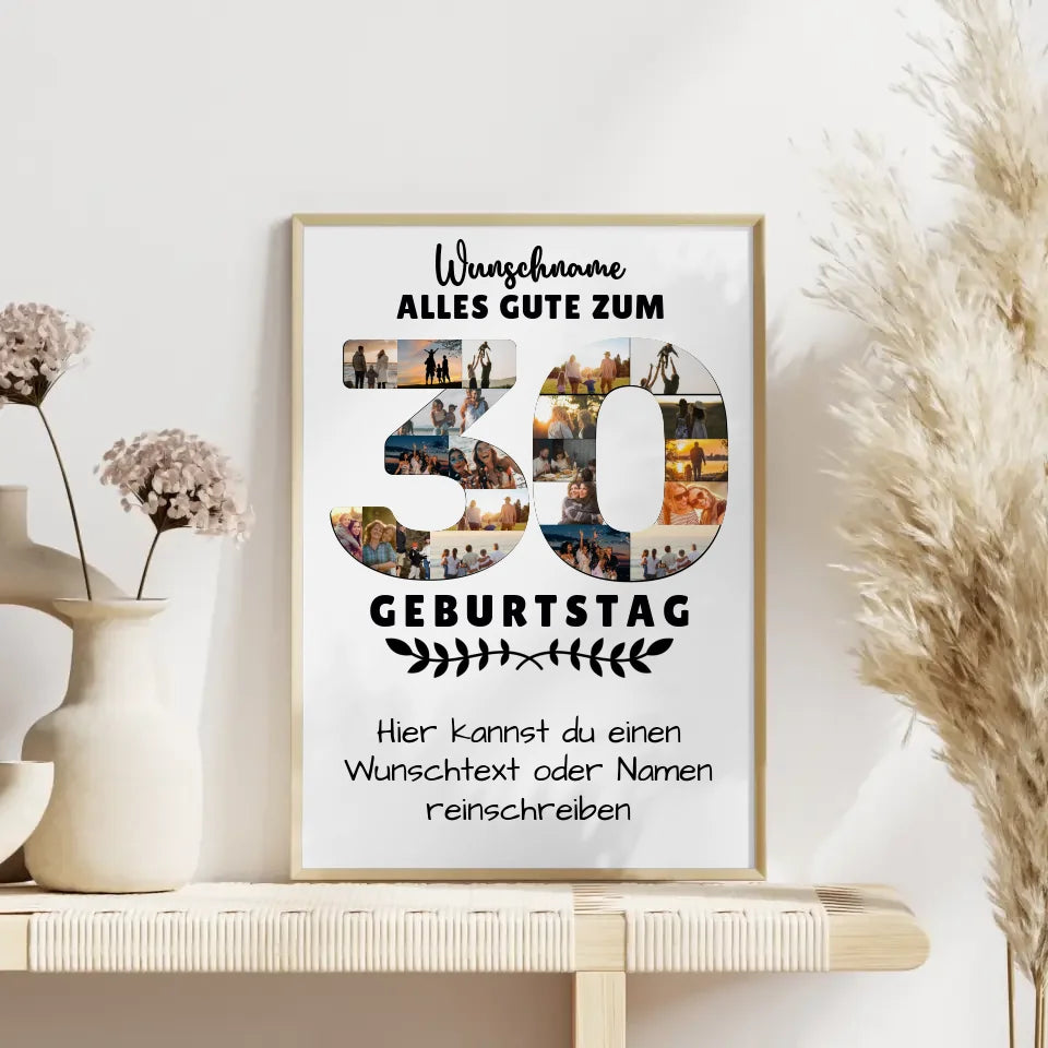 Personalisiertes Poster zum 30 Geburtstag mit Wunschname Wunschtext