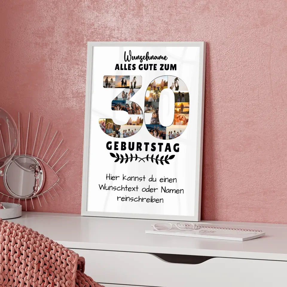 Personalisiertes Poster zum 30 Geburtstag mit Wunschname Wunschtext