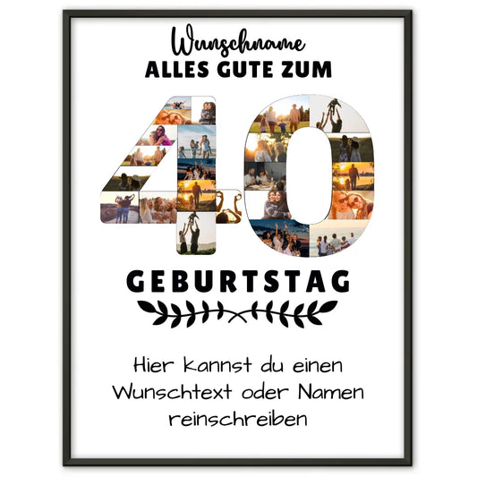 Personalisiertes Poster 40 Geburtstag Wunschname Wunschtext für Mama Papa 1