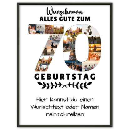 Personalisierte Poster 70 Geburtstag mit Wunschname und Wunschtext