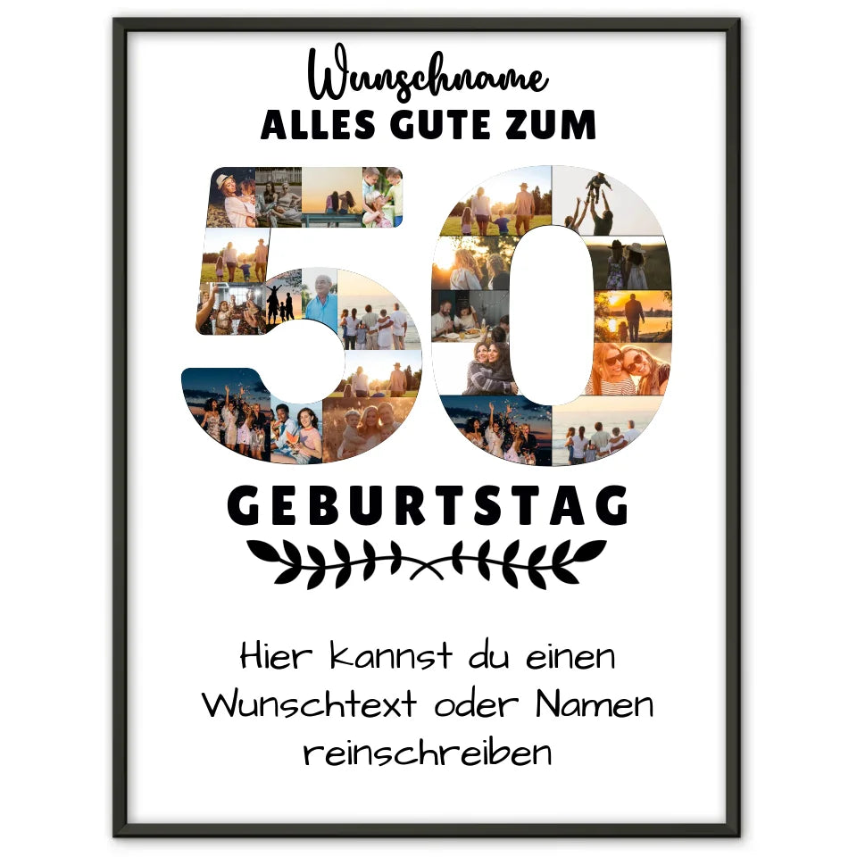Personalisiertes Poster 50 Geburtstag mit Wunschname und Wunschtext 1
