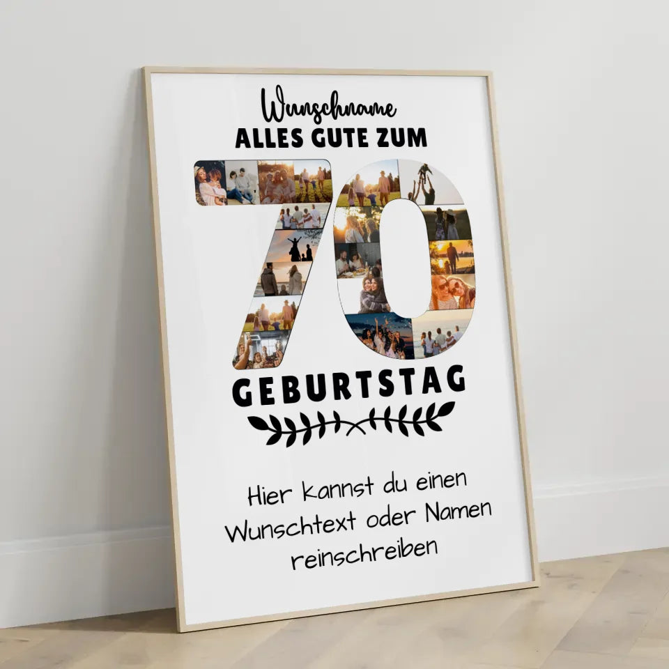 Personalisierte Poster 70 Geburtstag mit Wunschname und Wunschtext