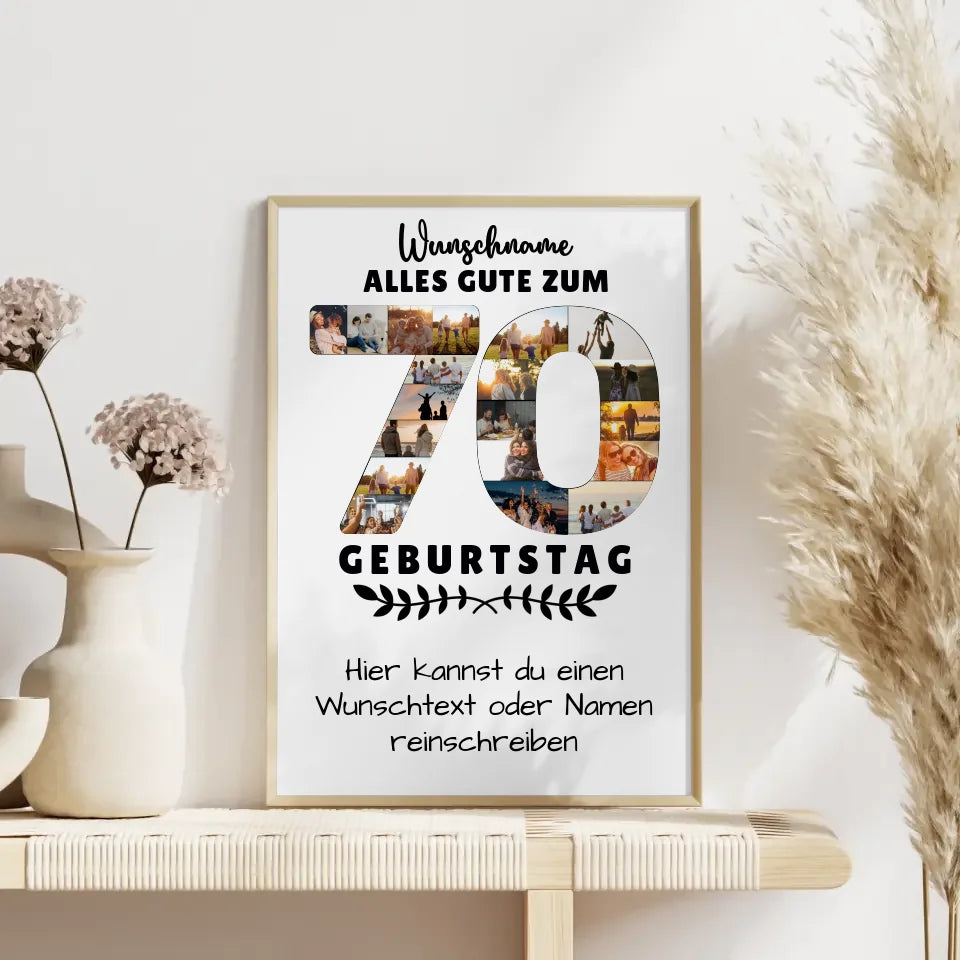 Personalisierte Poster 70 Geburtstag mit Wunschname und Wunschtext