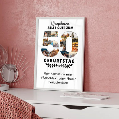 Personalisiertes Poster 50 Geburtstag mit Wunschname und Wunschtext