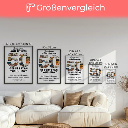 Personalisiertes Poster 50 Geburtstag mit Wunschname und Wunschtext