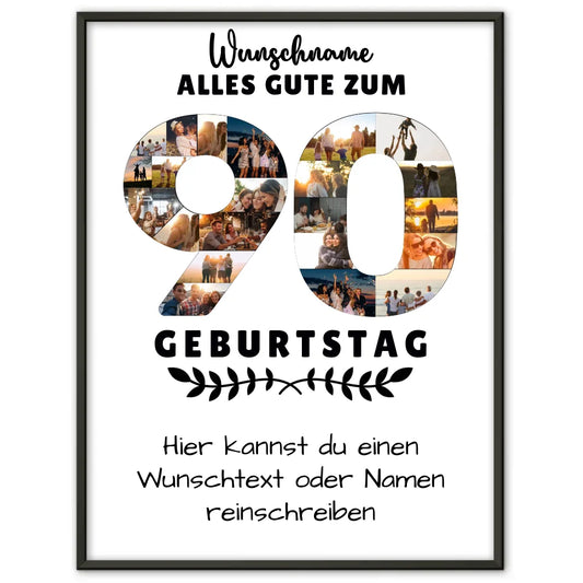 Personalisiertes Poster zum 90 Geburtstag mit Wunschname und Wunschtext