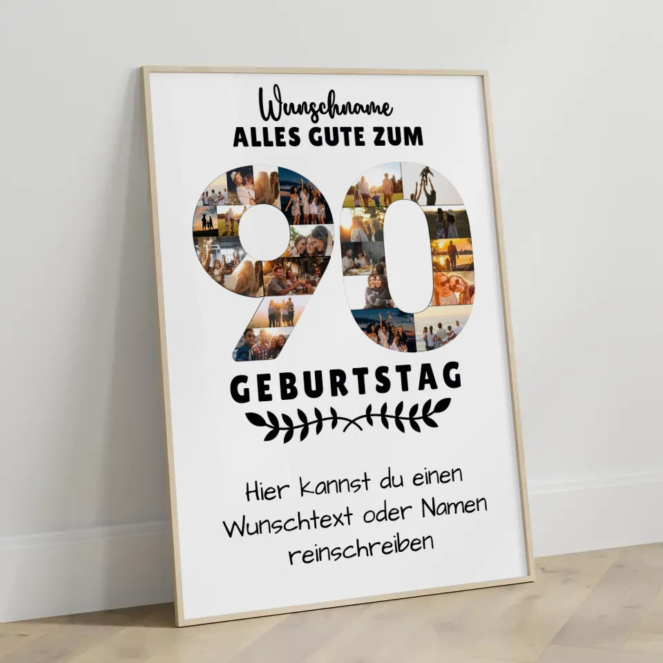 Personalisiertes Poster zum 90 Geburtstag mit Wunschname und Wunschtext