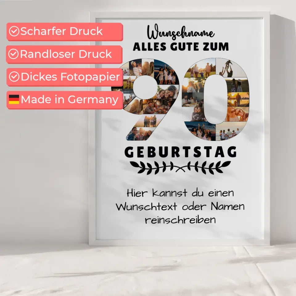 Personalisiertes Poster zum 90 Geburtstag mit Wunschname und Wunschtext