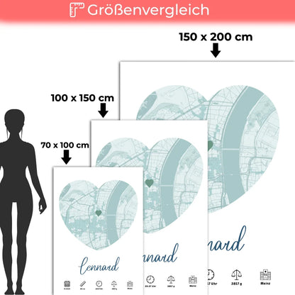 personalisierte geburtsdecke jungen mit geburtsdaten und geburtsort karte blau 5