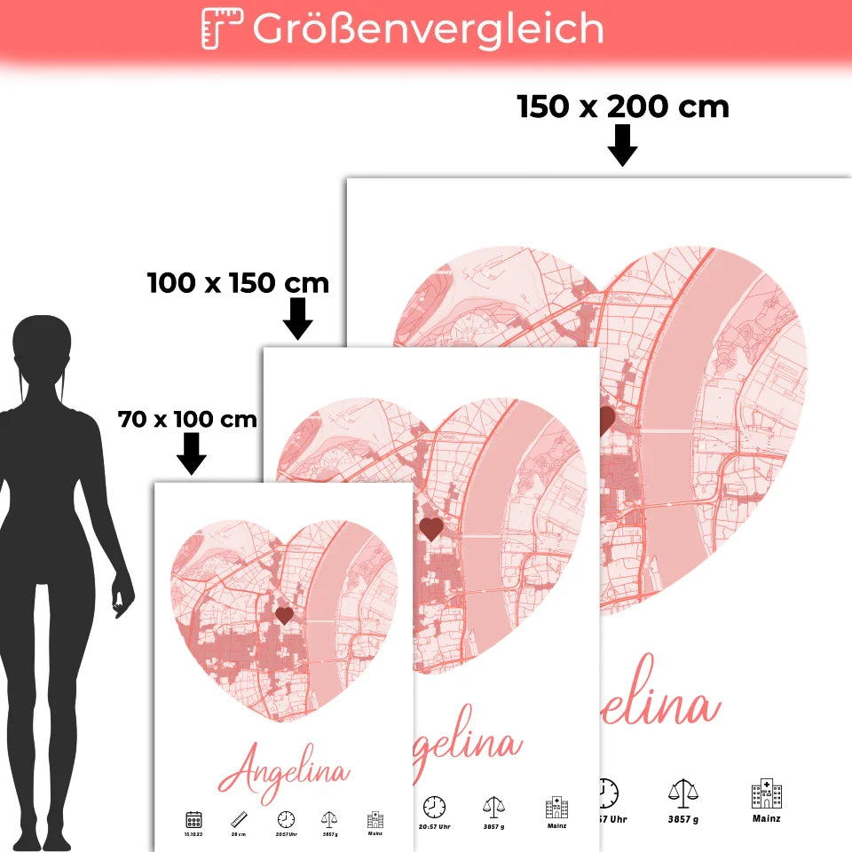 Personalisierte Decke Geburt Stadt Karte Geburtsdaten Rot Mädchen 5