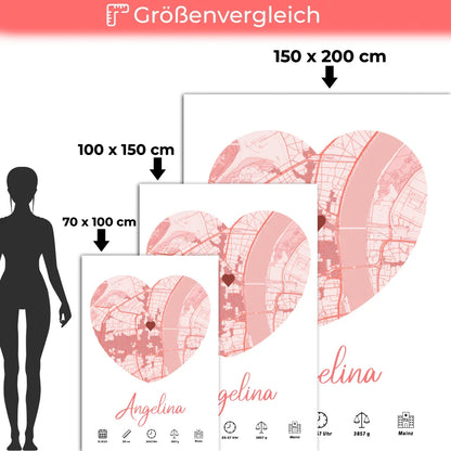 Personalisierte Decke Geburt Stadt Karte Geburtsdaten Rot Mädchen 5