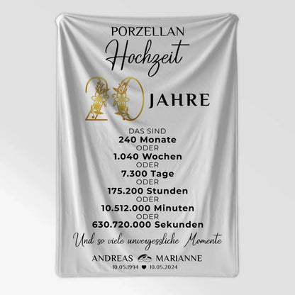 personalisierte decke geschenk fur 20 hochzeitstag zur porzellanhochzeit momente 7