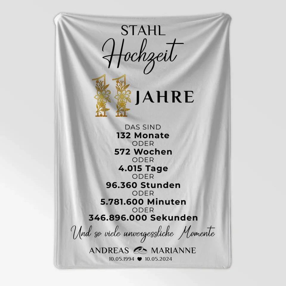 Personalisierte Decke Geschenk Momente 11 Hochzeitstag Namen 7