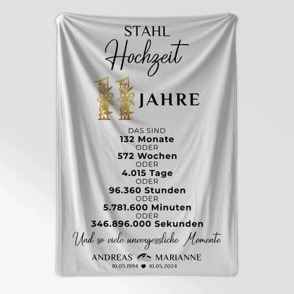 Personalisierte Decke Geschenk Momente 11 Hochzeitstag Namen 7