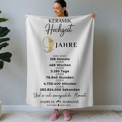Personalisierte Decke Geschenk zur Keramikhochzeit 9 Hochzeitstag Momente 1