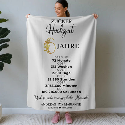 Personalisierte Decke Geschenk zum 6 Hochzeitstag Zuckerhochzeit 1