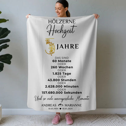 Personalisierte Decke Geschenk Momente 5 Hochzeitstag Namen 1