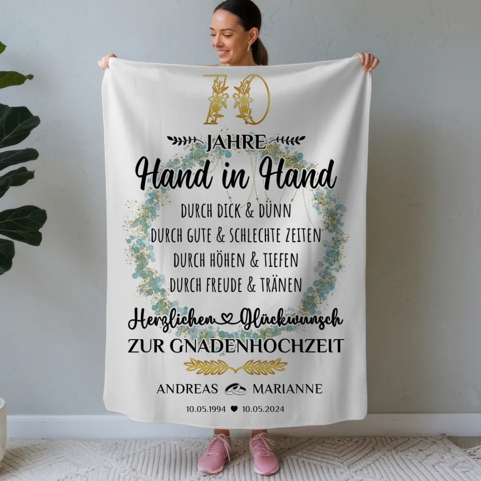 Personalisierte Decke Geschenk zur Gnadenhochzeit 70 Hochzeitstag 1