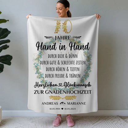 Personalisierte Decke Geschenk zur Gnadenhochzeit 70 Hochzeitstag 1