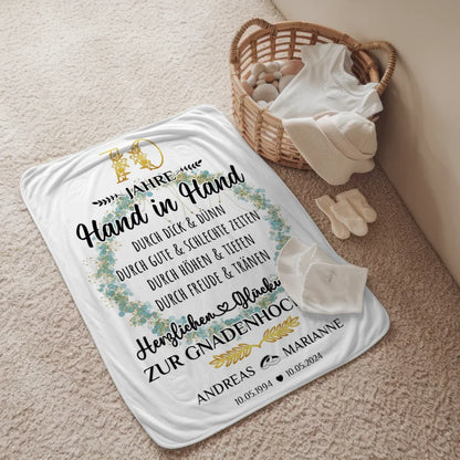 Personalisierte Decke Geschenk zur Gnadenhochzeit 70 Hochzeitstag 2