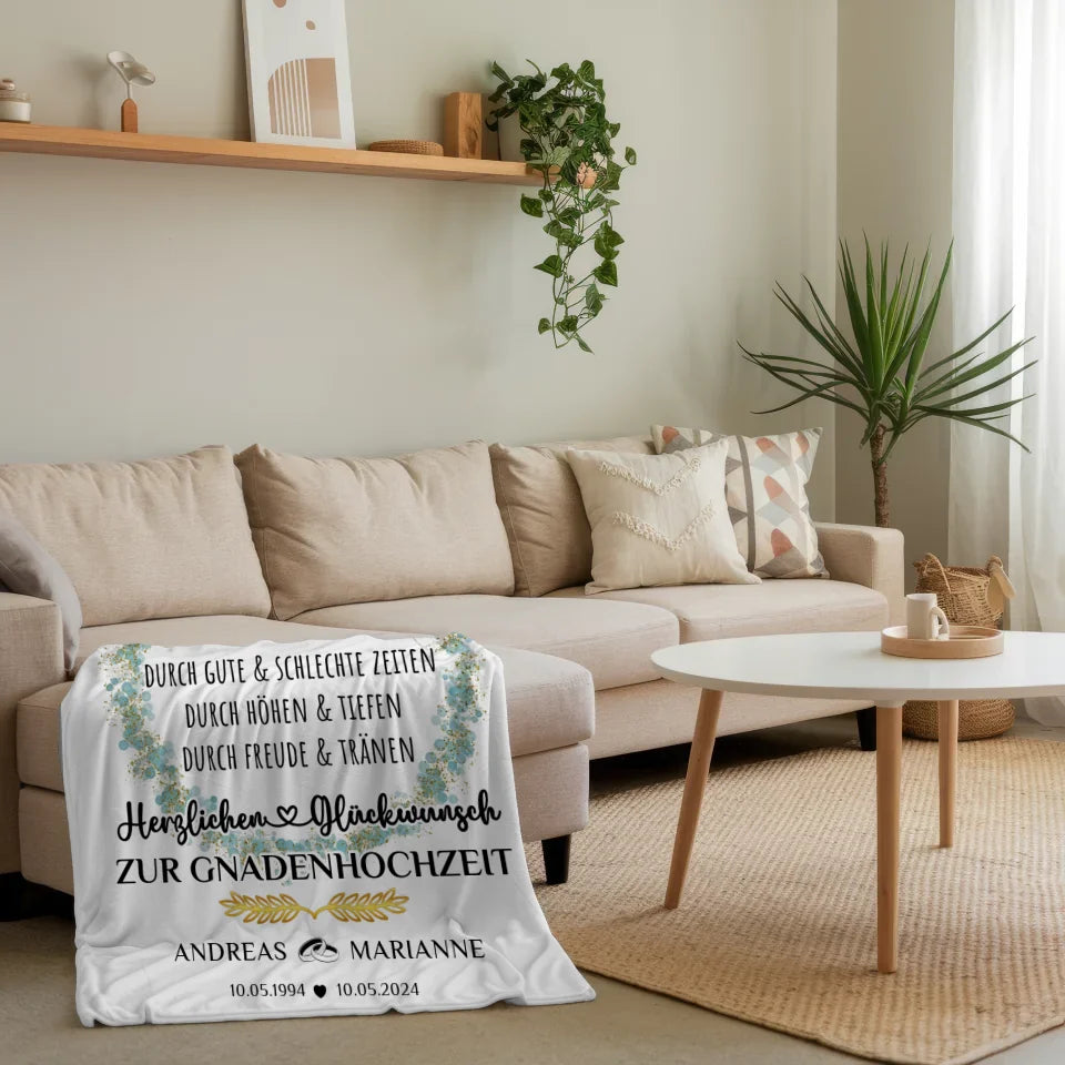 Personalisierte Decke Geschenk zur Gnadenhochzeit 70 Hochzeitstag 4