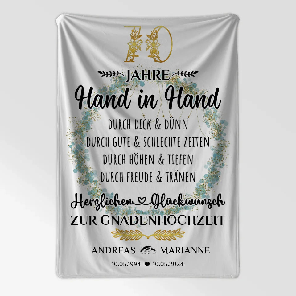 Personalisierte Decke Geschenk zur Gnadenhochzeit 70 Hochzeitstag 7