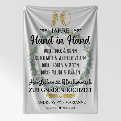 Personalisierte Decke Geschenk zur Gnadenhochzeit 70 Hochzeitstag 7