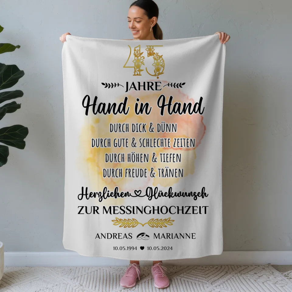 personalisierte decke geschenk zur messinghochzeit 45 hochzeitstag mit namen Poster zum Hochzeitstag 1