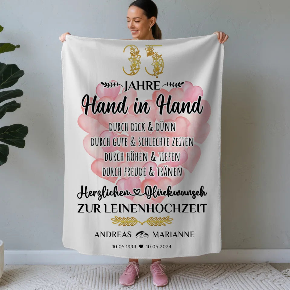 personalisierte decke als geschenk zur leinenhochzeit 35 jahre Poster zum Hochzeitstag 1