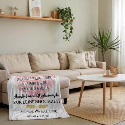 personalisierte decke als geschenk zur leinenhochzeit 35 jahre 4