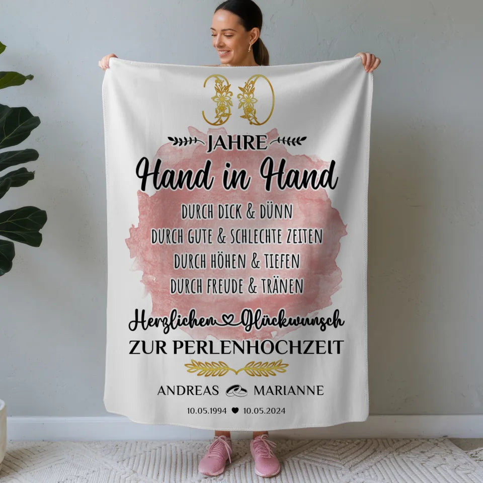 personalisierte decke geschenk zur perlenhochzeit 30 hochzeitstag mit namen Poster zum Hochzeitstag 1