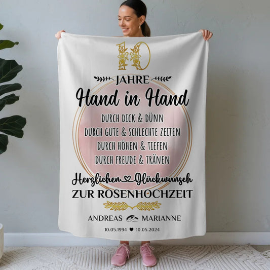 Personalisierte Decke Geschenk 10 Hochzeitstag zur Rosenhochzeit 1