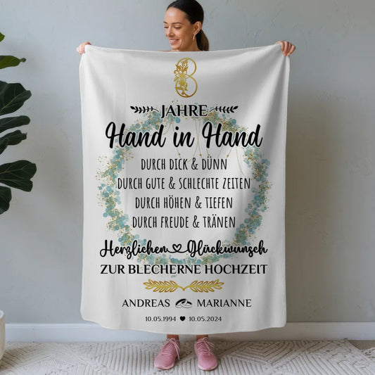 Personalisierte Decke Geschenk zur Blecherne Hochzeit 8 Hochzeitstag 1