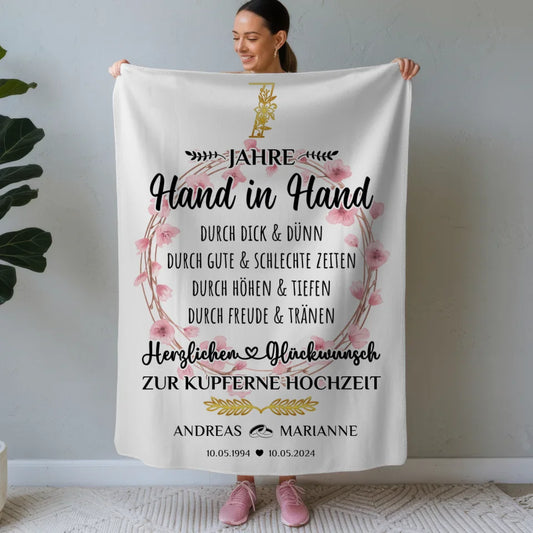 Personalisierte Decke Geschenk 7 Hochzeitstag zur Kupferne Hochzeit 1
