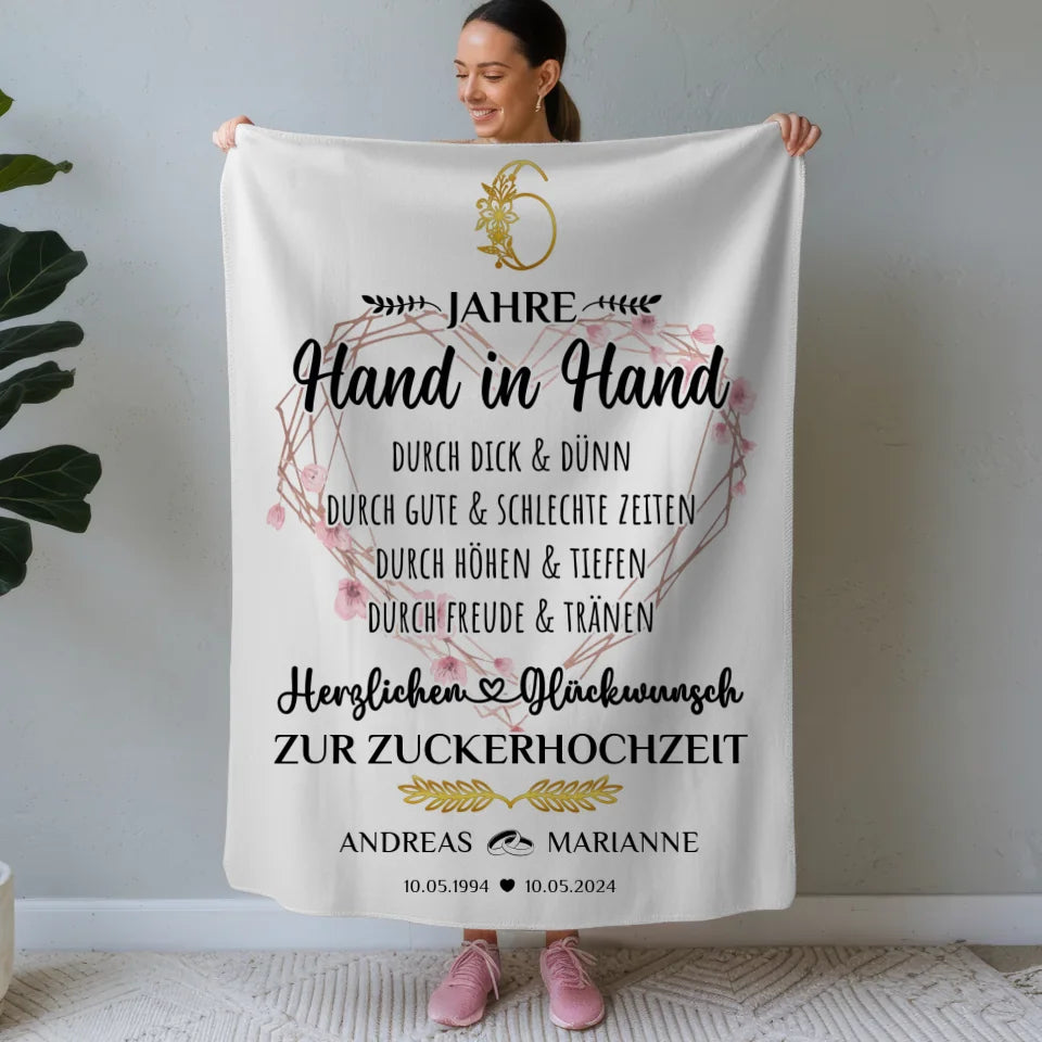 personalisierte decke geschenk 6 hochzeitstag zur zuckerhochzeit mit namen Poster zum Hochzeitstag 1