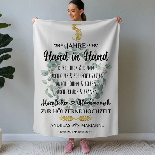 Personalisierte Decke Geschenk 5 Hochzeitstag zur Hölzernen Hochzeit 1
