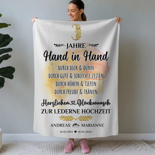 Personalisierte Decke Geschenk zum 3 Hochzeitstag zur Ledernen Hochzeit 1