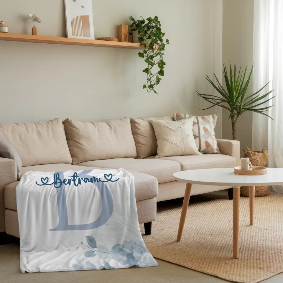 personalisierte decke jungen mit buchstaben b blau 4