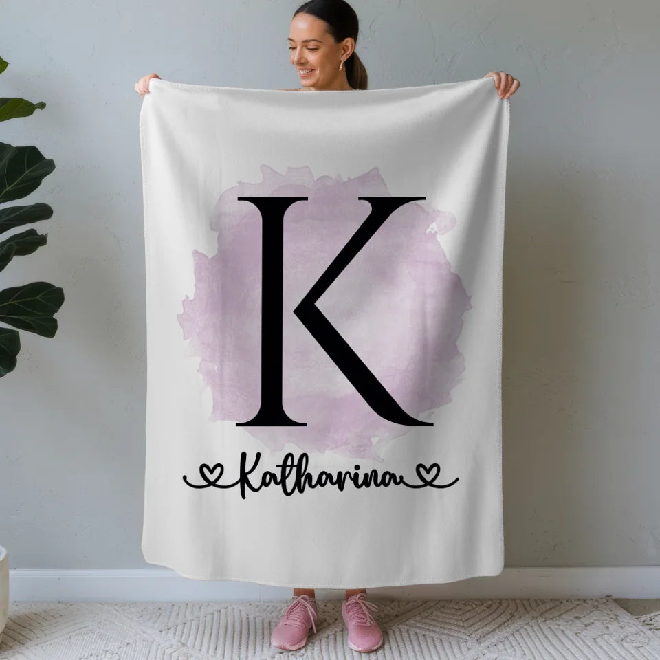 personalisierte decke mit buchstabe k und pinsel klecks pink a z Initial Buchstabe Poster 1