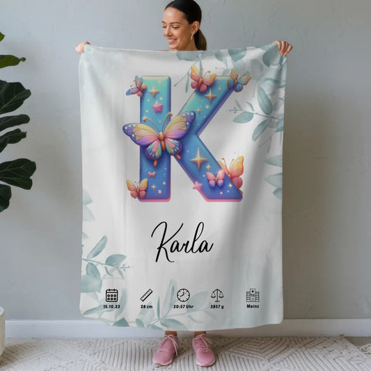 Personalisierte Decke mit Buchstaben K für Geburt A bis Z Geschenke 1