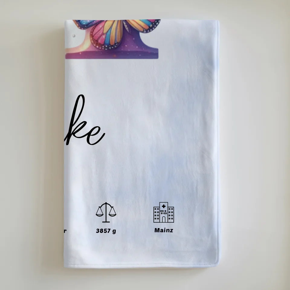 Personalisierte Decke Anfangsbuchstaben H Wasserfarben Stil Hellblau 6