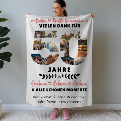 personalisiertes geschenk decke beste freundin 50 geburtstag fotos Geburtstags Design mit Fotos in Zahlen Vertikal 1