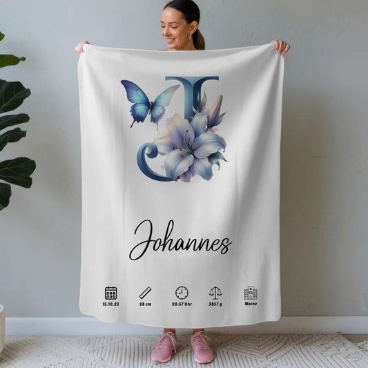 Personalisierte Buchstaben Decke mit Buchstabe J für Geburt A-Z 1