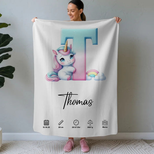 Personalisierte Buchstaben Decke mit Buchstabe T für Geburt A-Z 1