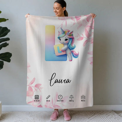 Personalisierte Buchstaben Decke Rosa Floral mit Buchstabe L Geburt 1