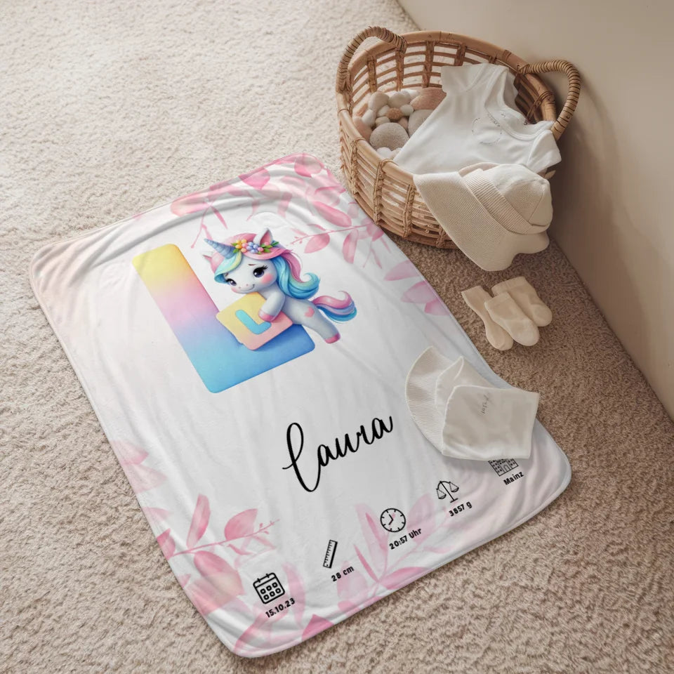 Personalisierte Buchstaben Decke Rosa Floral mit Buchstabe L Geburt 2